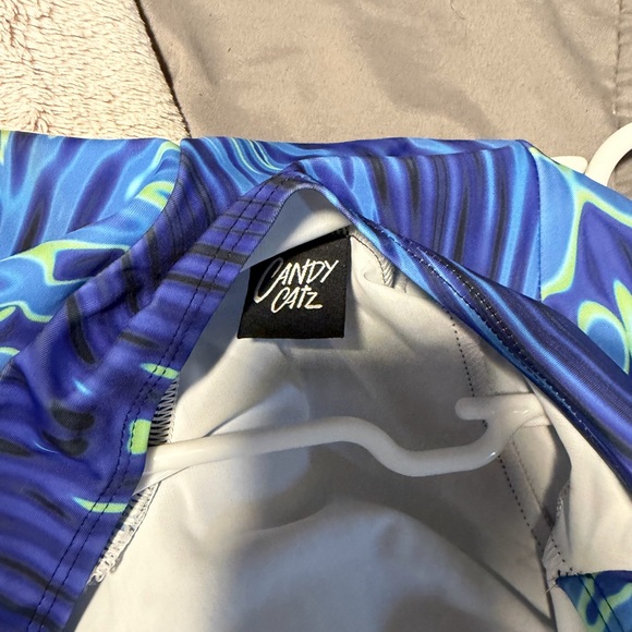 Blue Patterned Rave Bodysuit - Picture 3 of 3